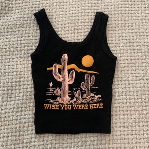 Black Graphic Tank Top